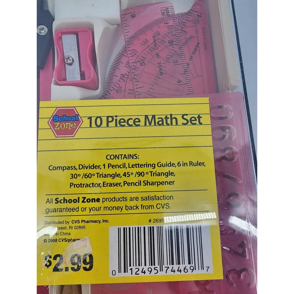 Helix and School‎ Zone 10 Piece Math Geometry Sets Orange and Pink Lot of 2 New